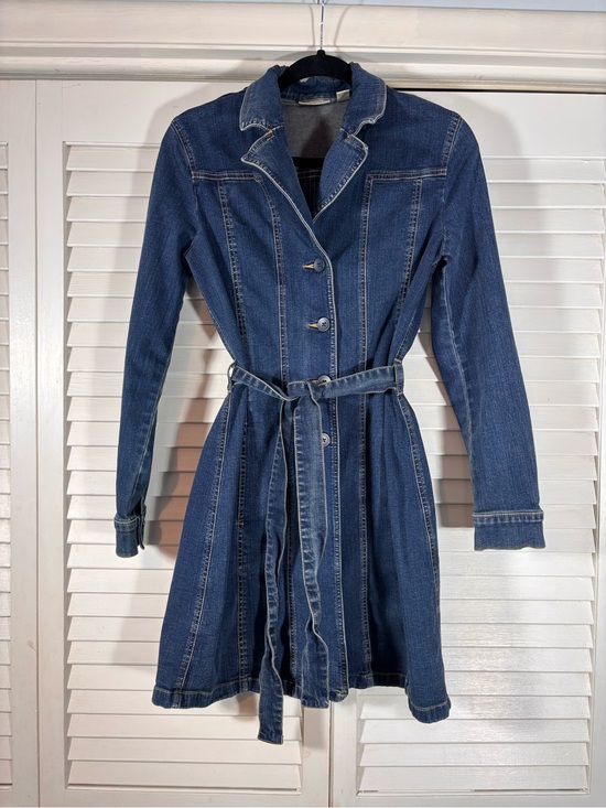 Halogen Jackets & Blazers - Halogen Nordstrom Denim Trench Coat Shirt Dress XS Blue Belted